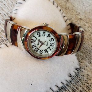 Xanadu Brown and Silver Plated Bangle Watch